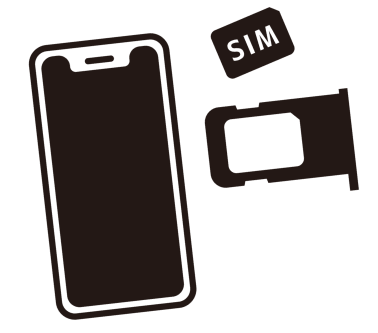 SIMカードをスマートフォンに差し込むイラスト